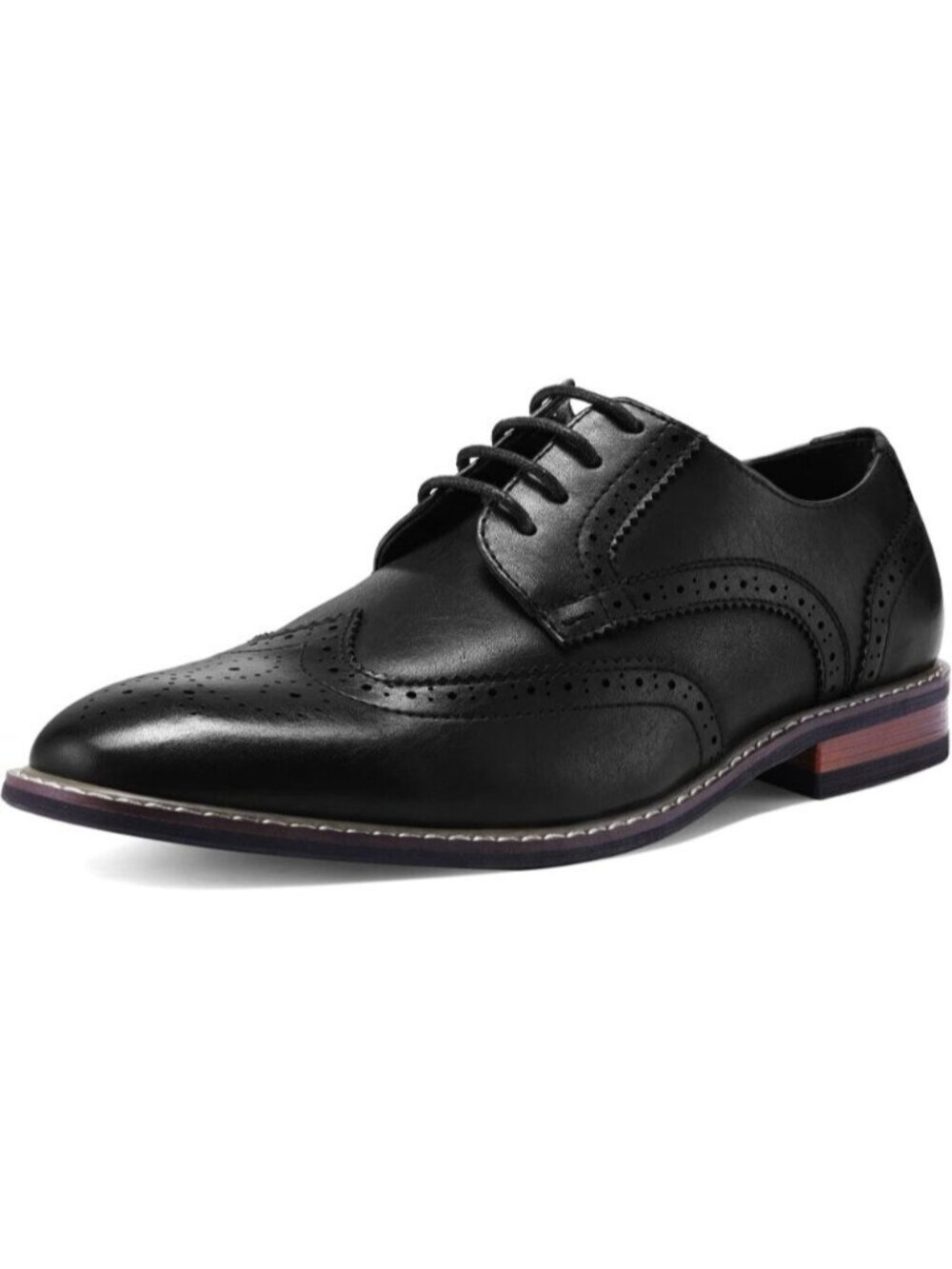 Men Black Leather Wingtip Cap Toe Durable Sole Business Derby Oxford Dress Shoes